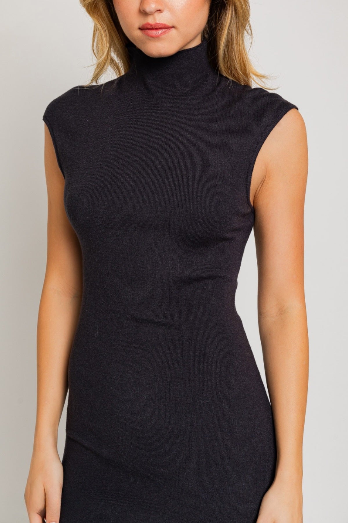 Sleeveless Sweater Dress - Black