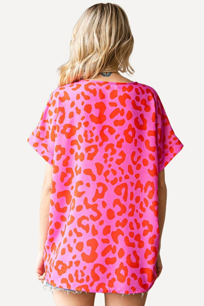 Pink Leopard Print Blouse women 