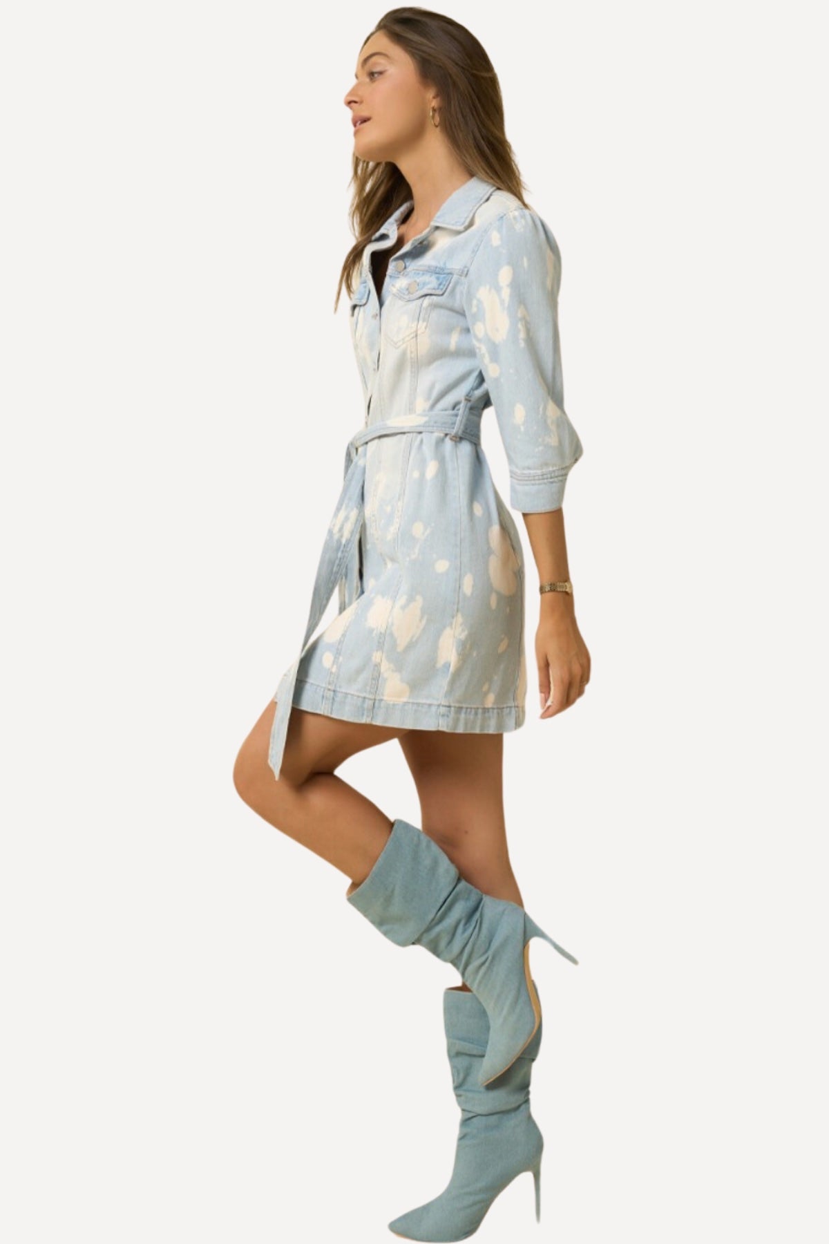 spring fashion, summer fashion, retro style, retro dress,denim dress, jean dress, puff