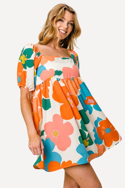 short Floral Puff Sleeve Mini Dress, spring fashion, women fashion, summer dress, floral spring dress