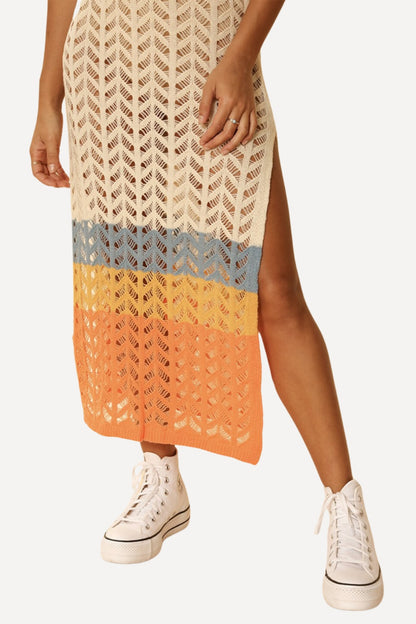 Color Block Crochet Cover Up