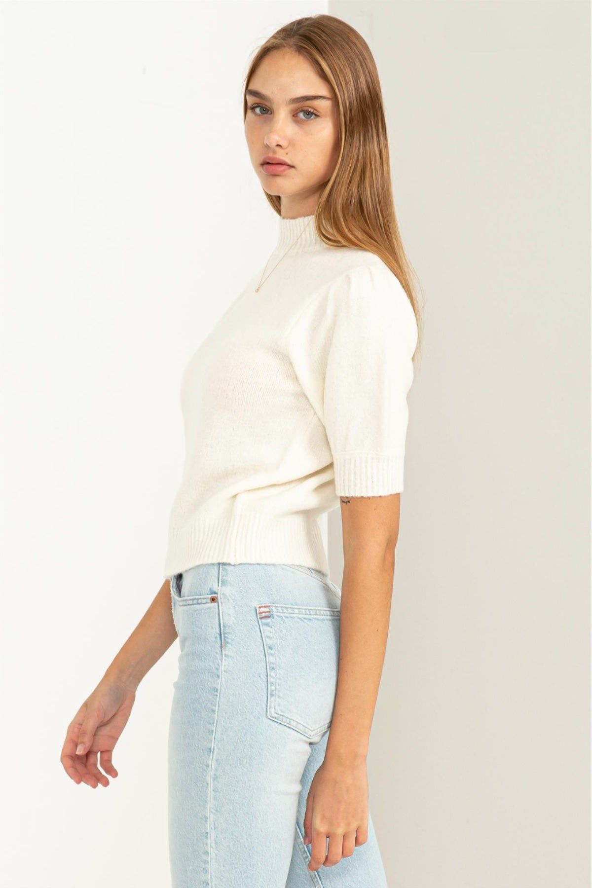 white short sleeve top