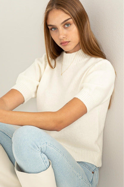 womens Puff Sleeve Knit Top