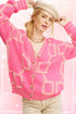 pink embroidered cardigan