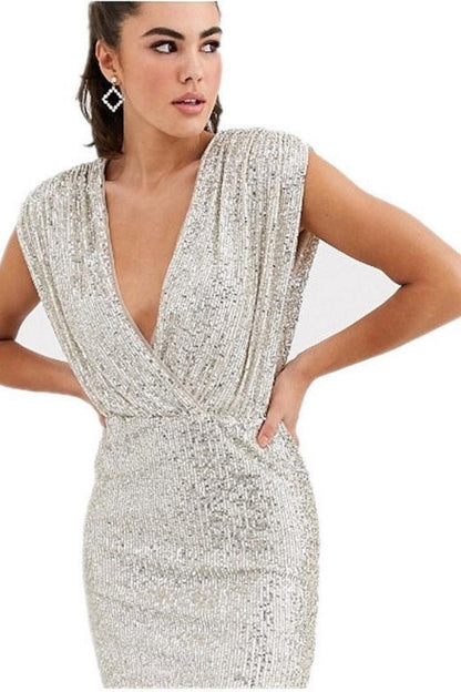 Silver Sequin Mini Dress - LK’s Boutique