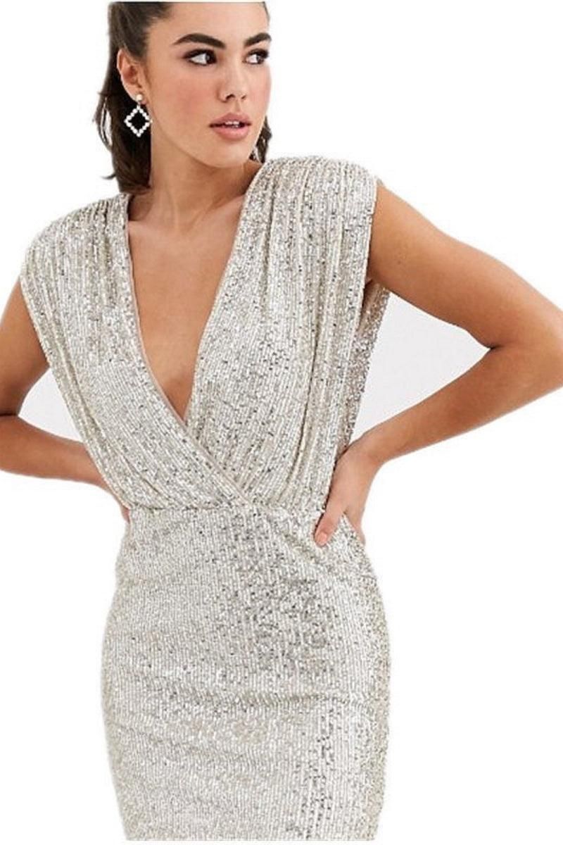 Silver Sequin Mini Dress - LK’s Boutique