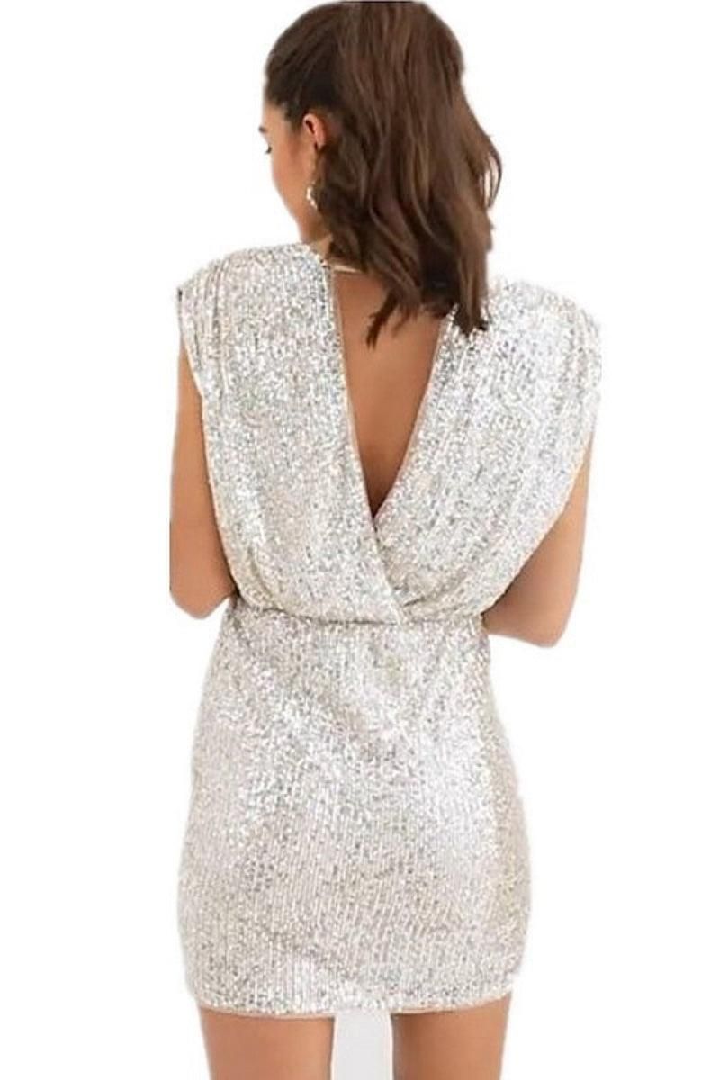 Silver Sequin Mini Dress - LK’s Boutique