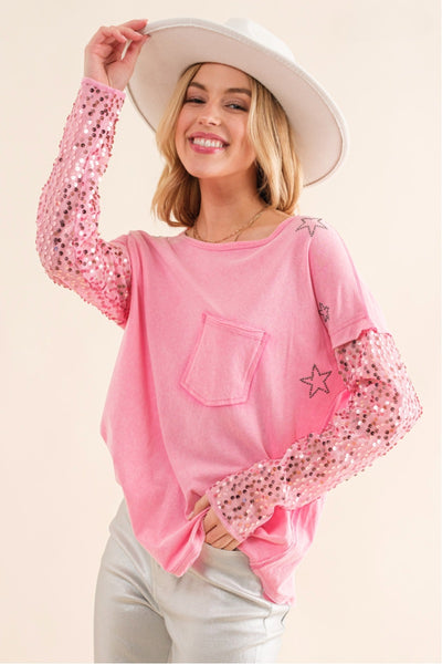 pink sequin t shirt