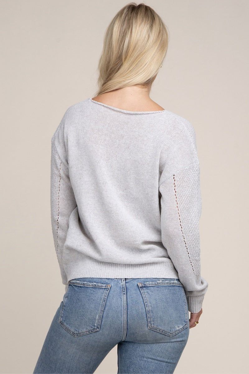 Pointelle Knit Top in Gray - LK’s Boutique