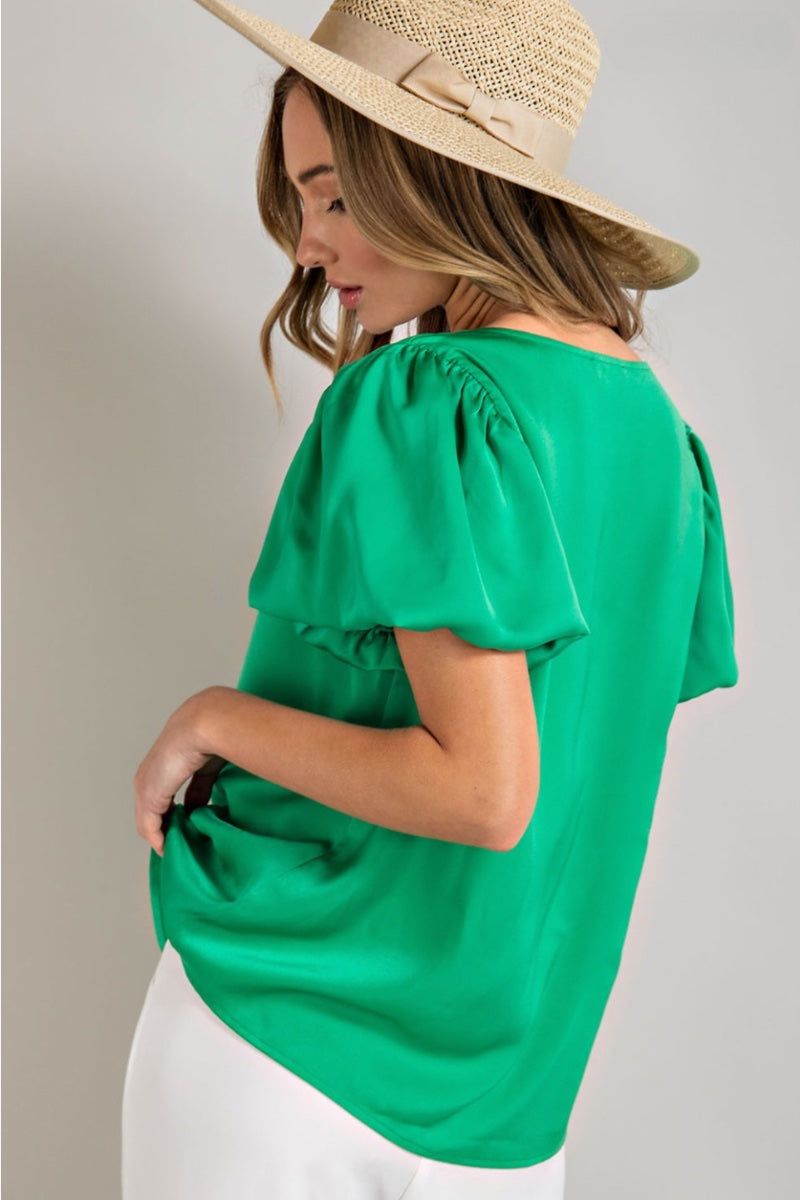 womens green satin top