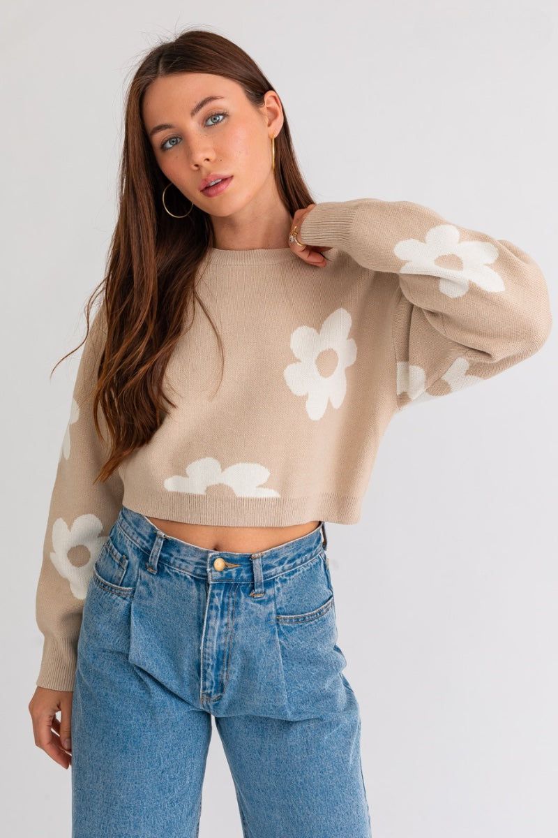 foral cropped sweatshirt