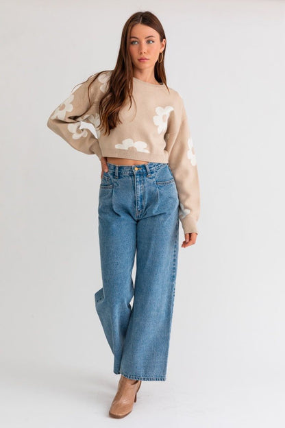 Daisy Cropped Sweatshirt - LK’s Boutique