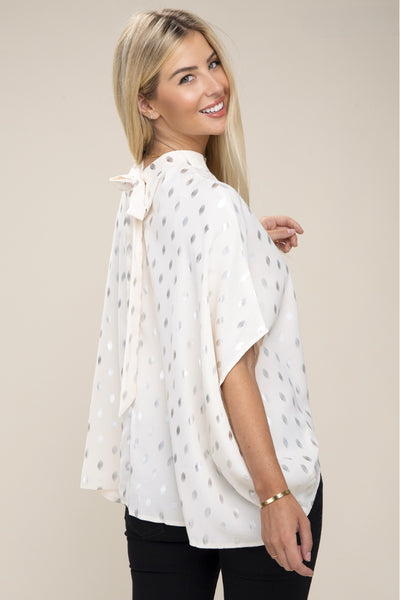 womens dotted cape blouse
