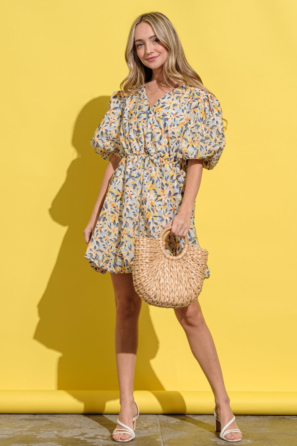 Fall Floral Puff Sleeve Dress