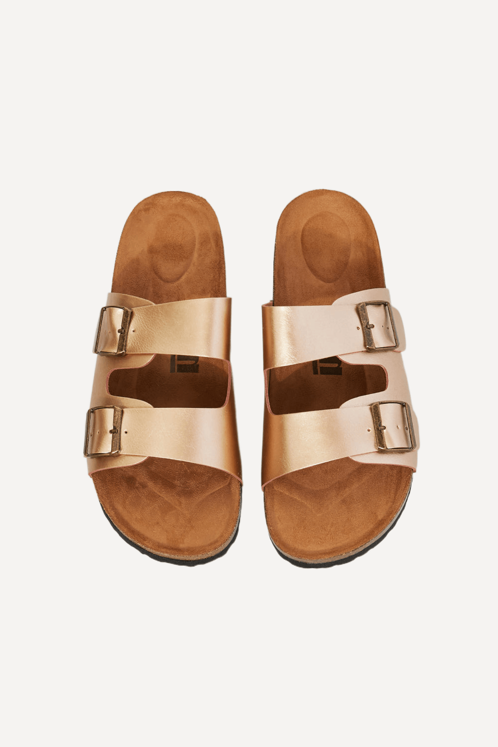 Double-Banded Slide Sandal in Gold - LK’s Boutique