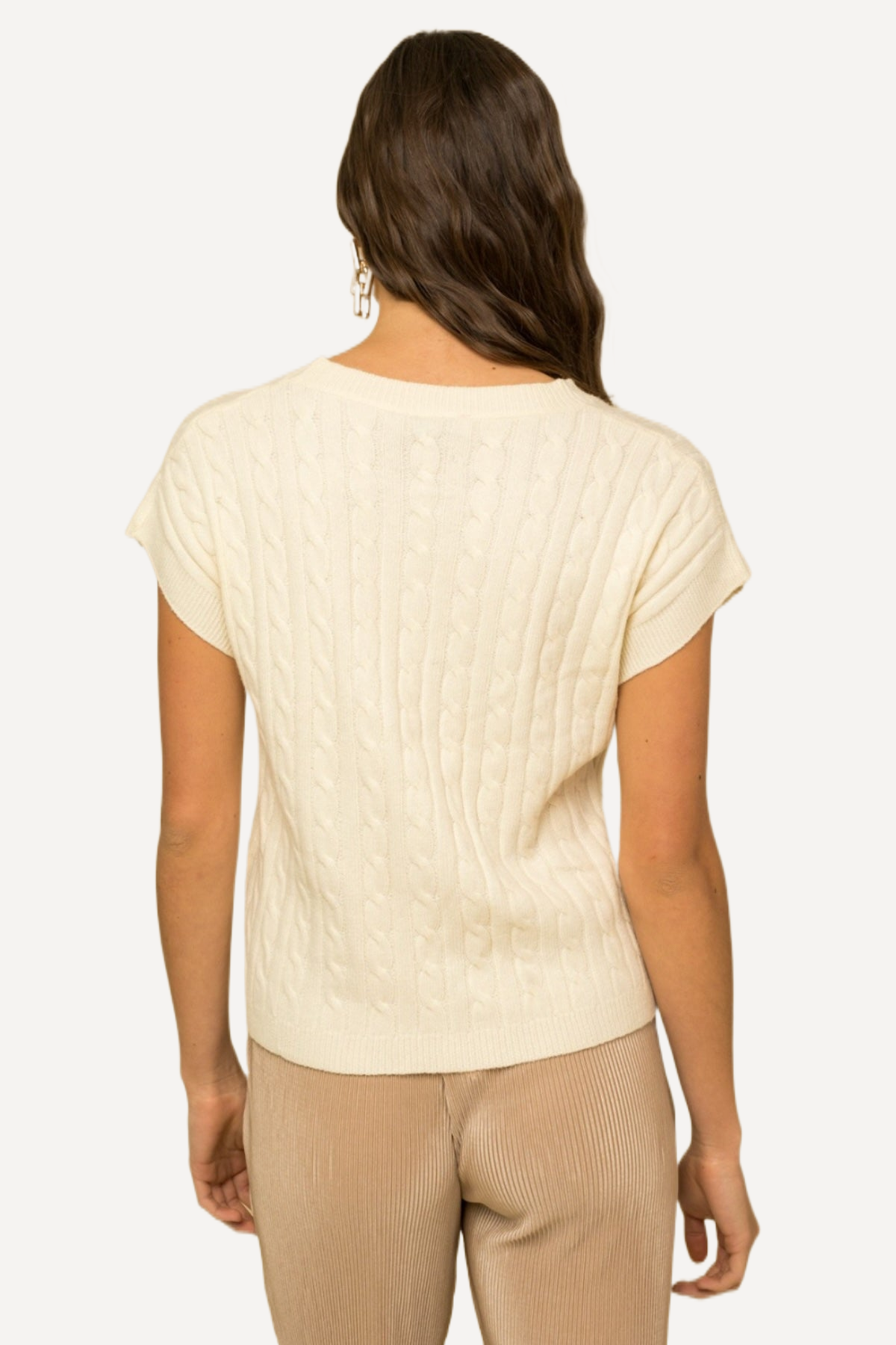 Cable Knit Short Sleeve Top