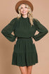 Swiss Dot Mini Dress - Dark Green womens 2024 fall dress
long sleeve mini dress
