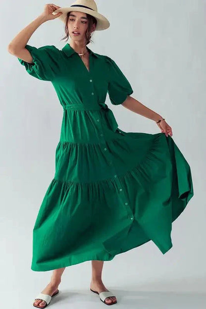 green fall dress