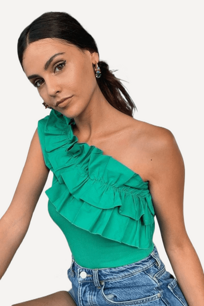 Green Ruffled Bodysuit - LK’s Boutique