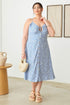 plus size light blue floral midi dress, plus size summer dress