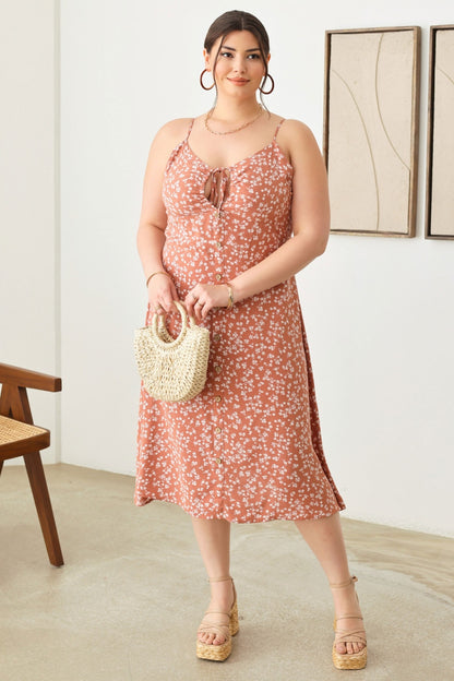 plus size Floral Spaghetti Strap Dress - Curvy