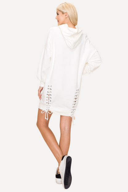 womes white hooded dress