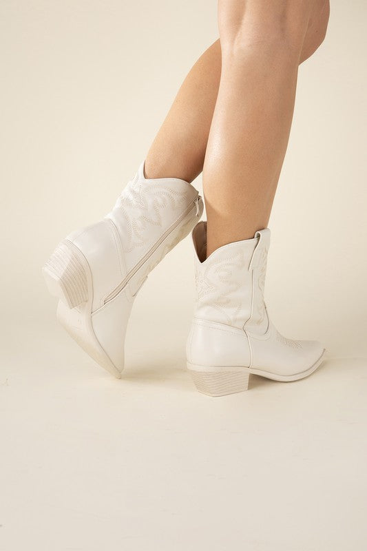 womens white Western Booties