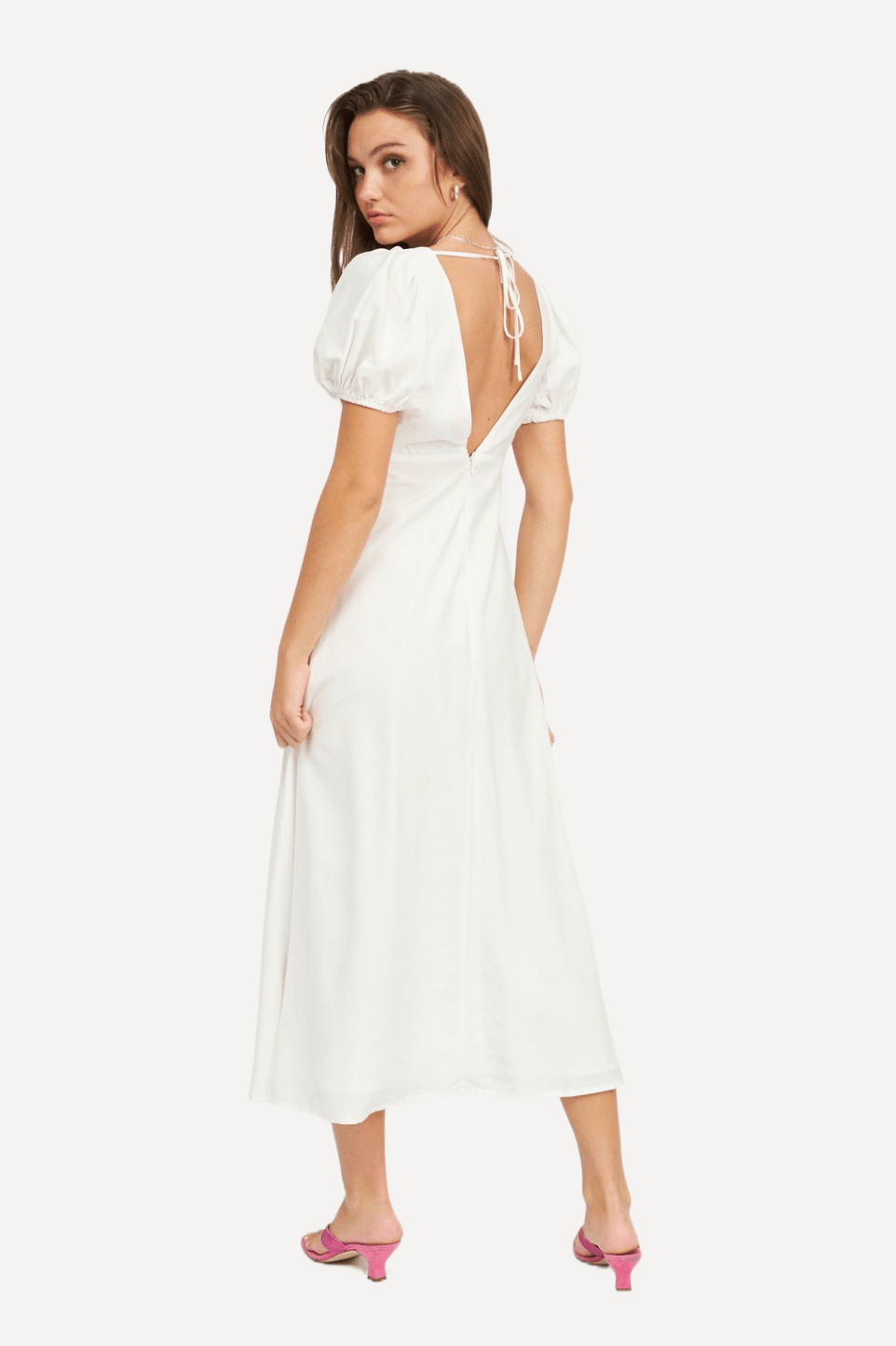 White Puff Sleeve Maxi Dress - LK’s Boutique