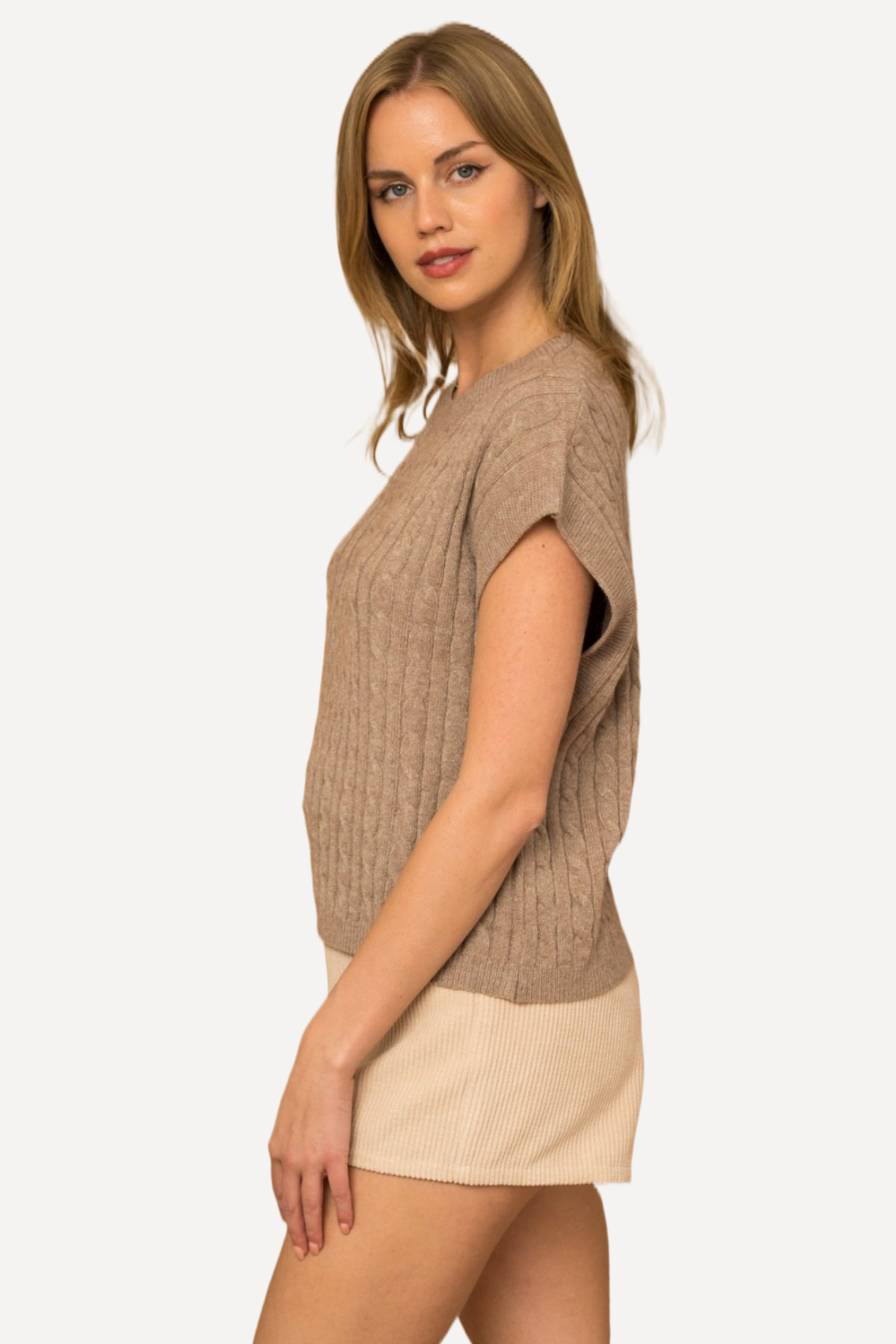 Cable Knit Short Sleeve Top