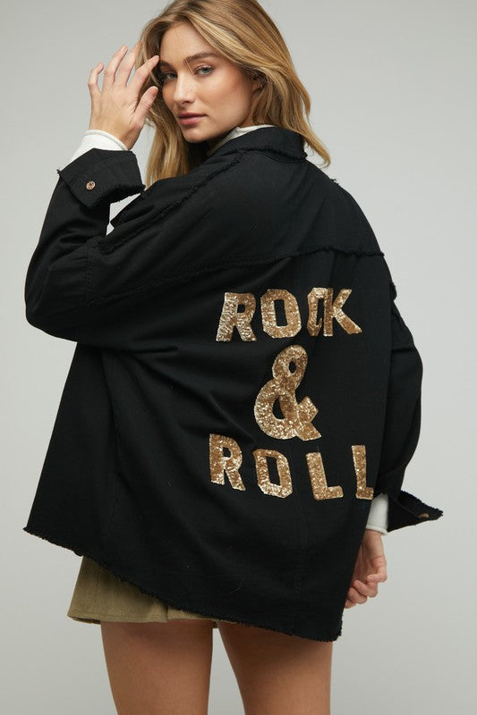 black Sequin Shacket - Rock &amp; Roll