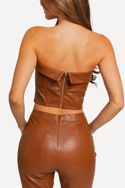 Leather Tube Top -Tan