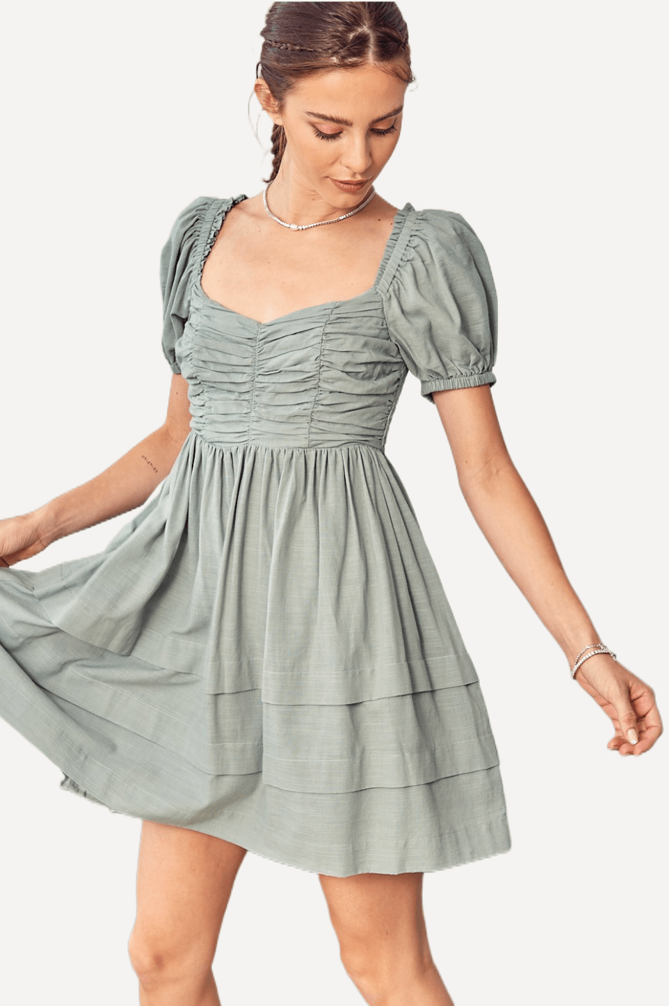 Puff Sleeve Ruched Dress - LK’s Boutique