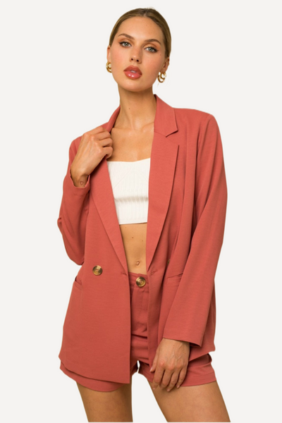 Double Breasted Blazer in Coral women