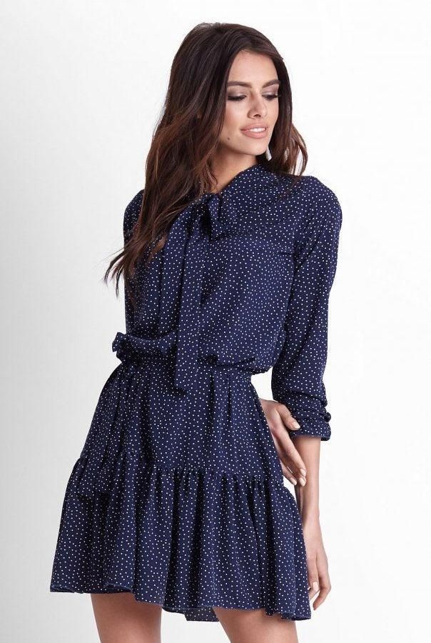 Polka Dot Mini Dress in Navy - LK’s Boutique