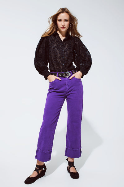Straight Leg Jeans - Purple women