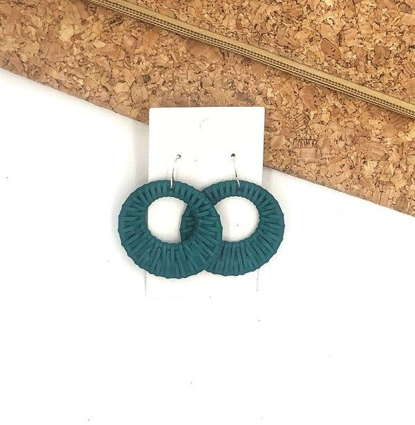 Teal Raffia Rattan Circle Cutouts - LK’s Boutique