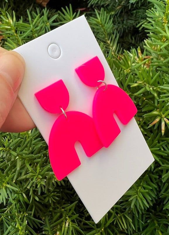 Neon Pink Arch Earrings - LK’s Boutique