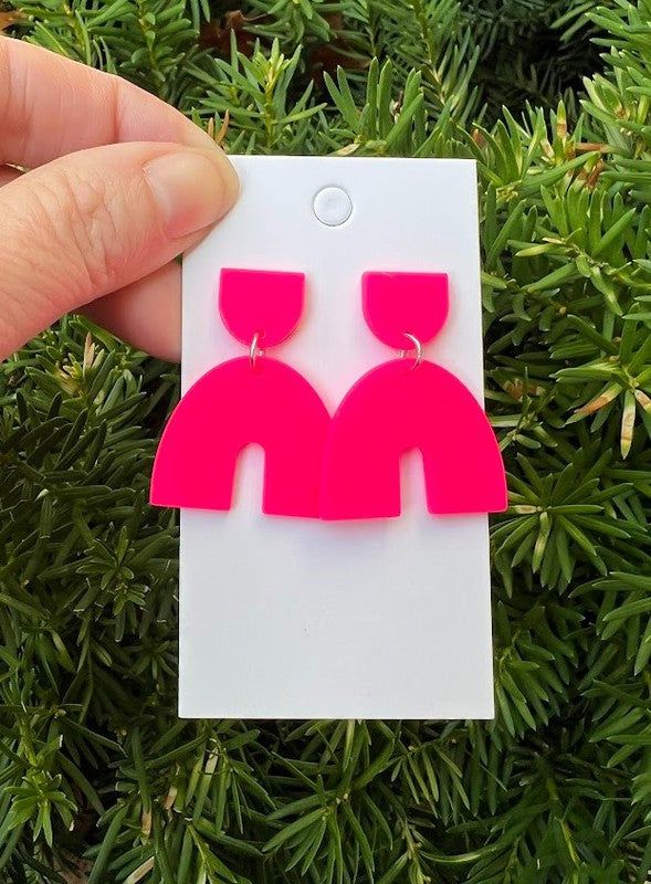 Neon Pink Arch Earrings - LK’s Boutique