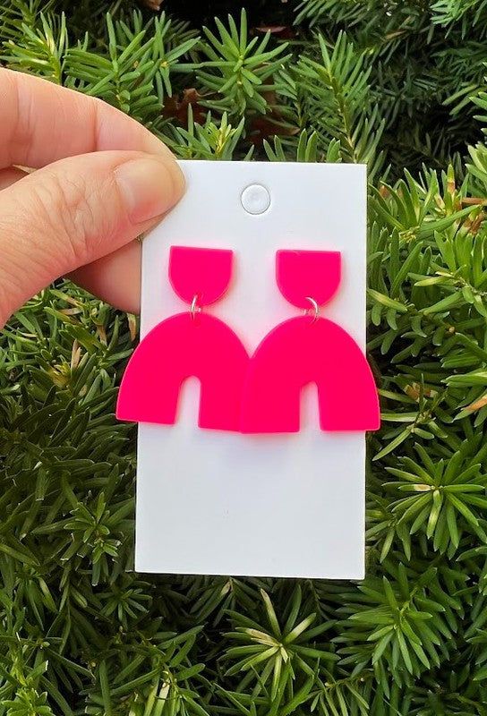 Neon Pink Arch Earrings - LK’s Boutique