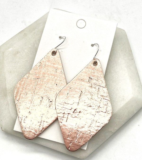 Rose Gold Leather Earring - LK’s Boutique