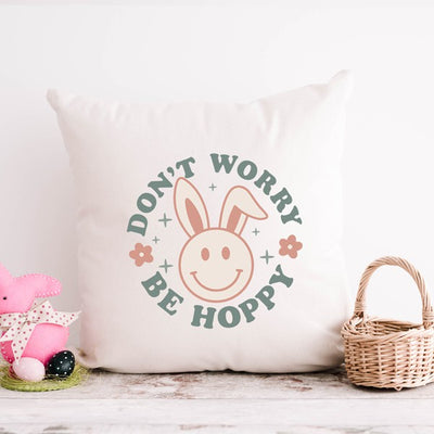 Be Hoppy Smiley Bunny Pillow Cover - LK’s Boutique