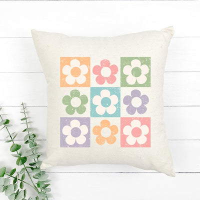 Checkered Flowers Pillow Cover - LK’s Boutique