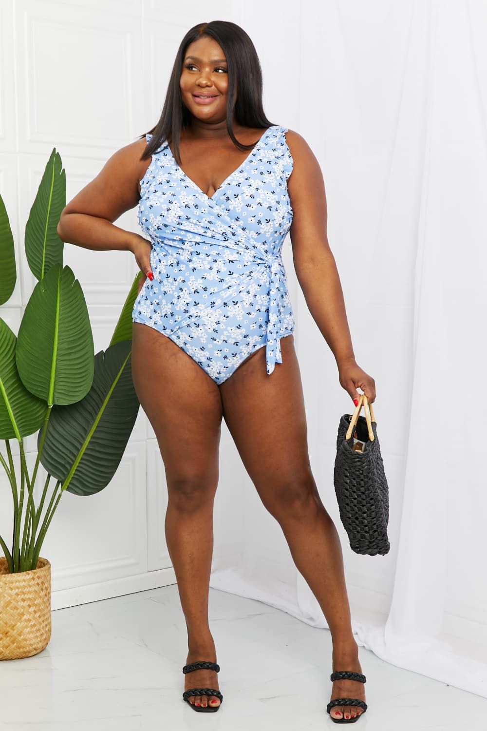 Blue Floral Bathing Suit - LK’s Boutique