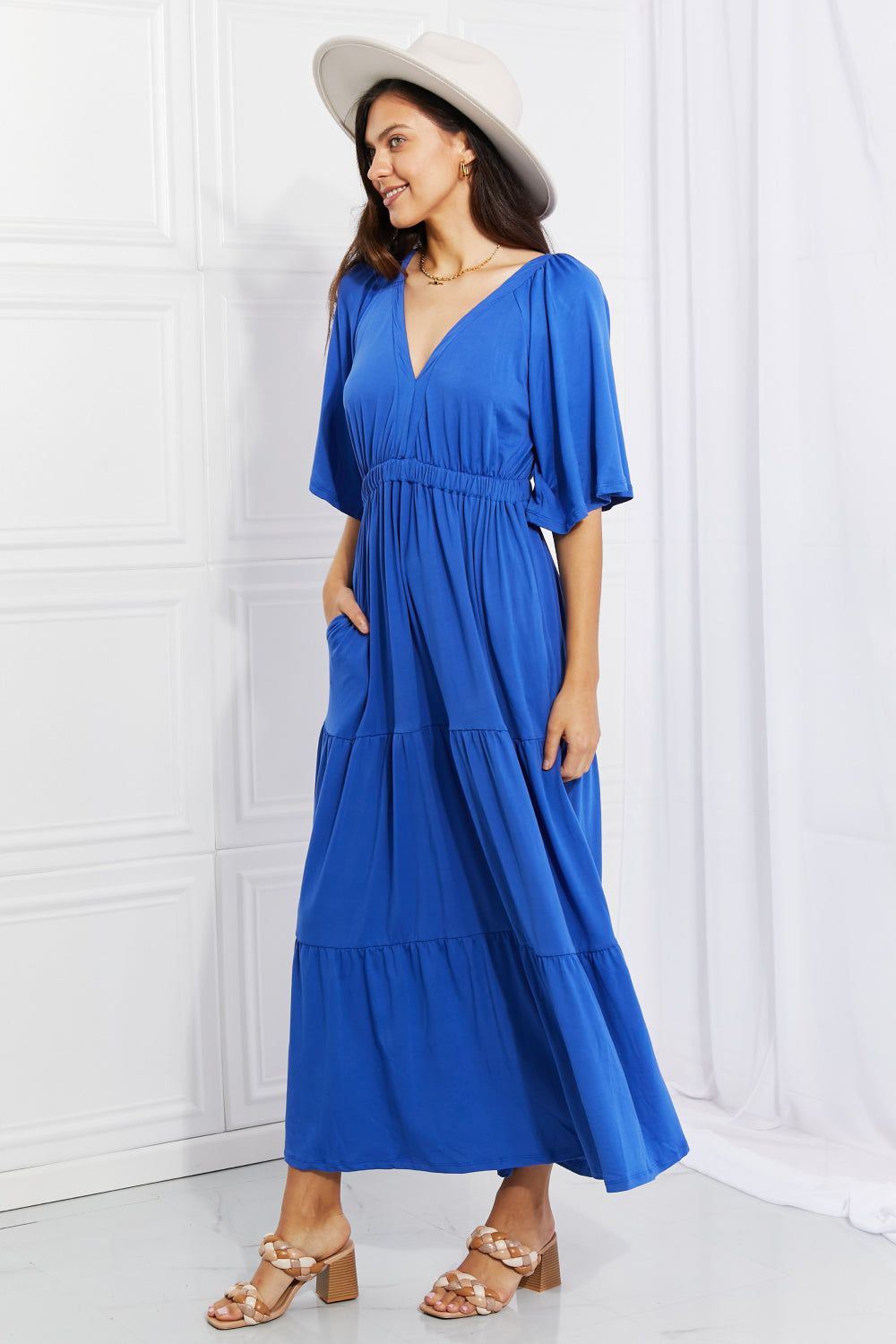 Flare Sleeve Tiered Maxi Dress - LK’s Boutique