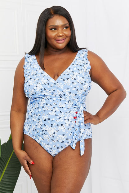 Blue Floral Bathing Suit - LK’s Boutique