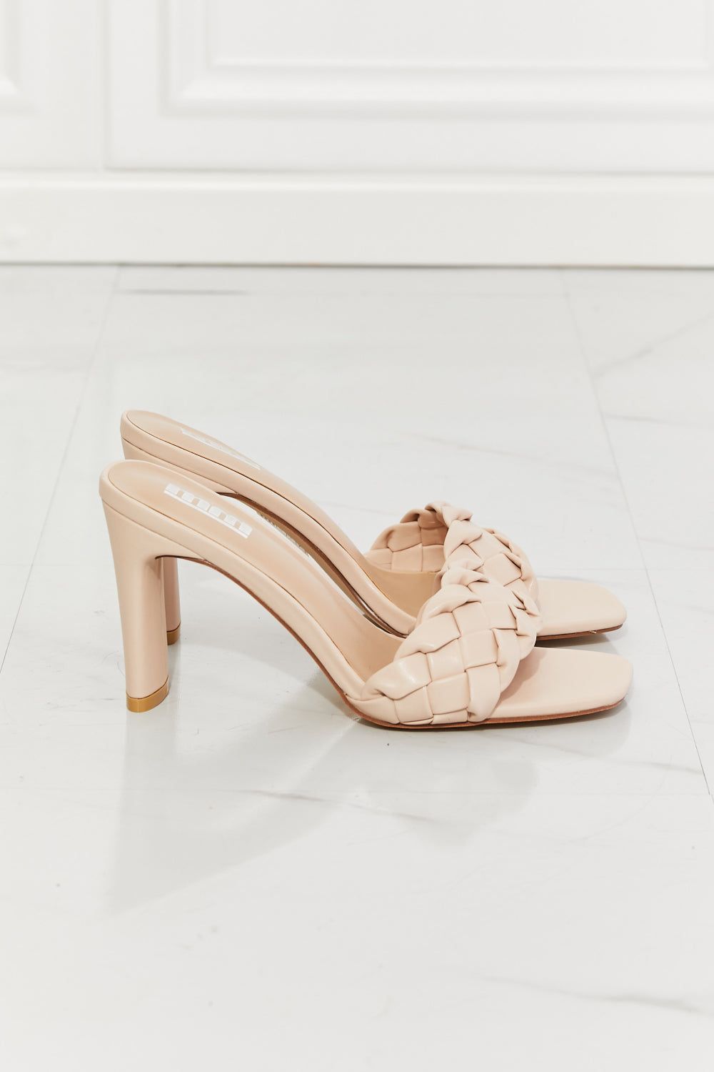 Braided Block Heel Sandals in Beige - LK’s Boutique