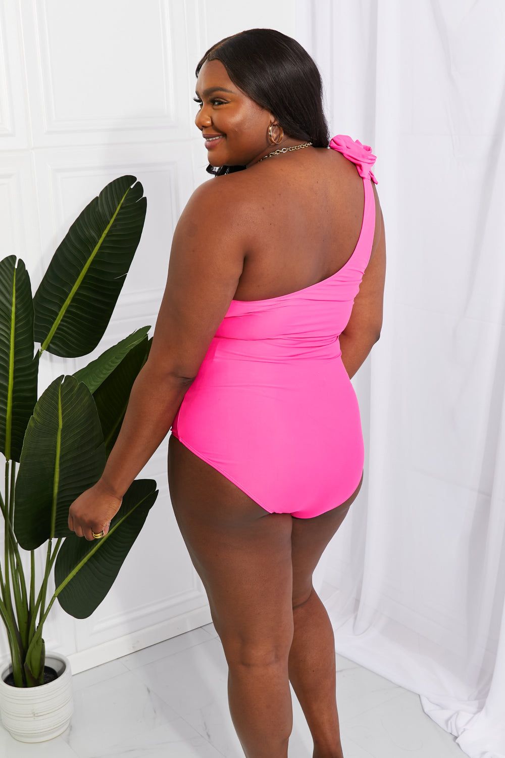 One-Shoulder Pink Swimsuit - LK’s Boutique