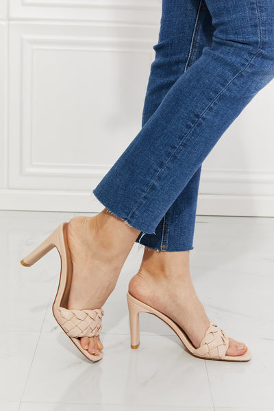 Braided Block Heel Sandals in Beige - LK’s Boutique