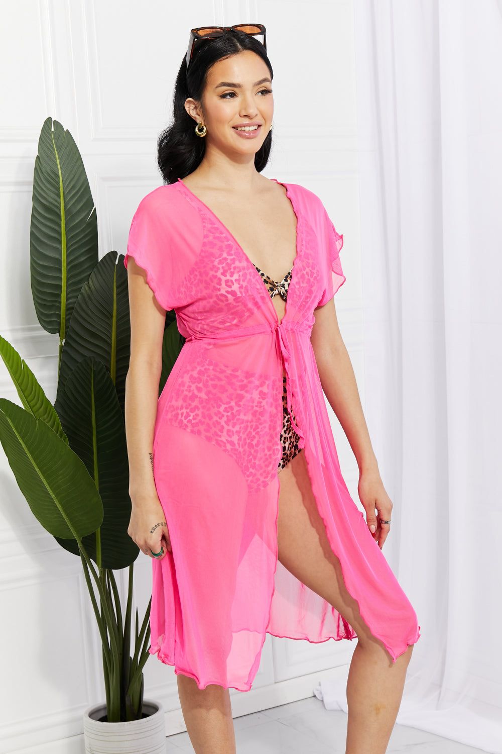 Pink Tie-Front Cover-Up - LK’s Boutique