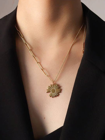 18K Gold Sunflower Choker Necklace